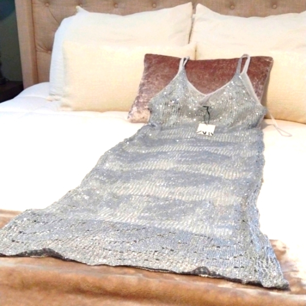 ZARA WOMAN COLLECTION Midi Dress Round Neckline Thin Straps $109 NWT - Picture 4 of 13